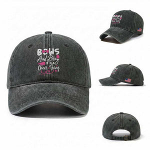 Bows And Bling Its A Cheer Thing Washed Cotton Baseball Cap Cheerleading Gift TS12 Washed Cap Universal Fit Dark Green Print Your Wear