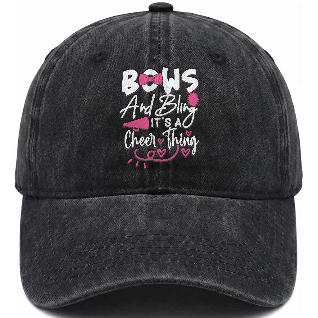 Bows And Bling Its A Cheer Thing Washed Cotton Baseball Cap Cheerleading Gift TS12 Print Your Wear