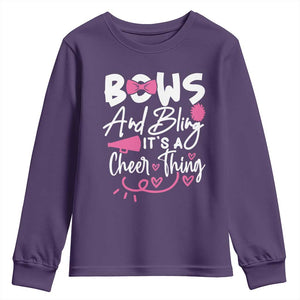 Bows And Bling Its A Cheer Thing Youth Sweatshirt Cheerleading Gift TS12 Purple Print Your Wear