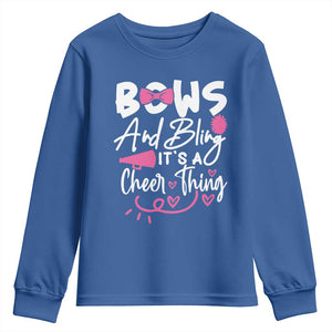 Bows And Bling Its A Cheer Thing Youth Sweatshirt Cheerleading Gift TS12 Royal Blue Print Your Wear