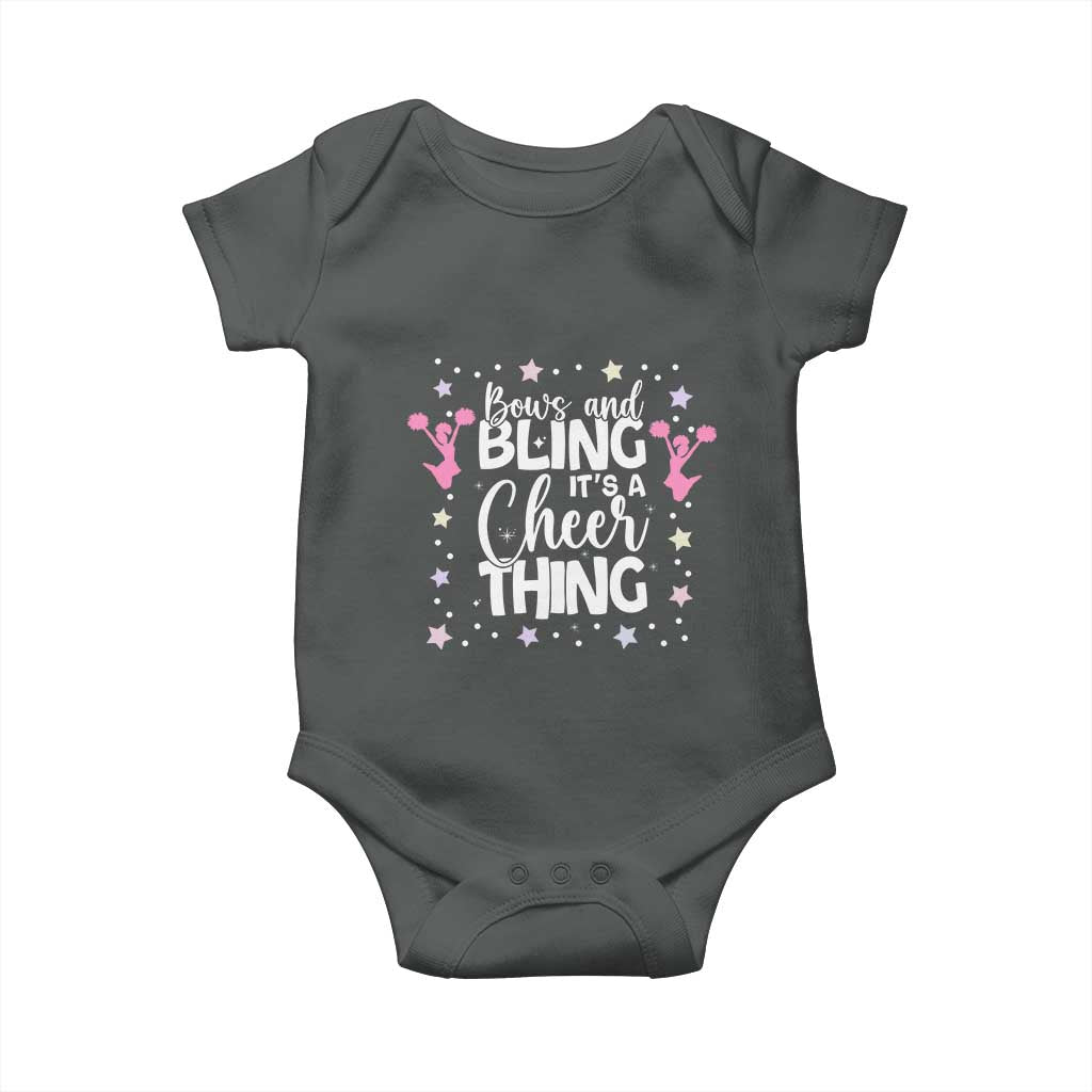 Bows And Bling Its A Cheer Thing Baby Onesie Cheer Mom And Cheerleader Gift TS12 Dark Heather Print Your Wear