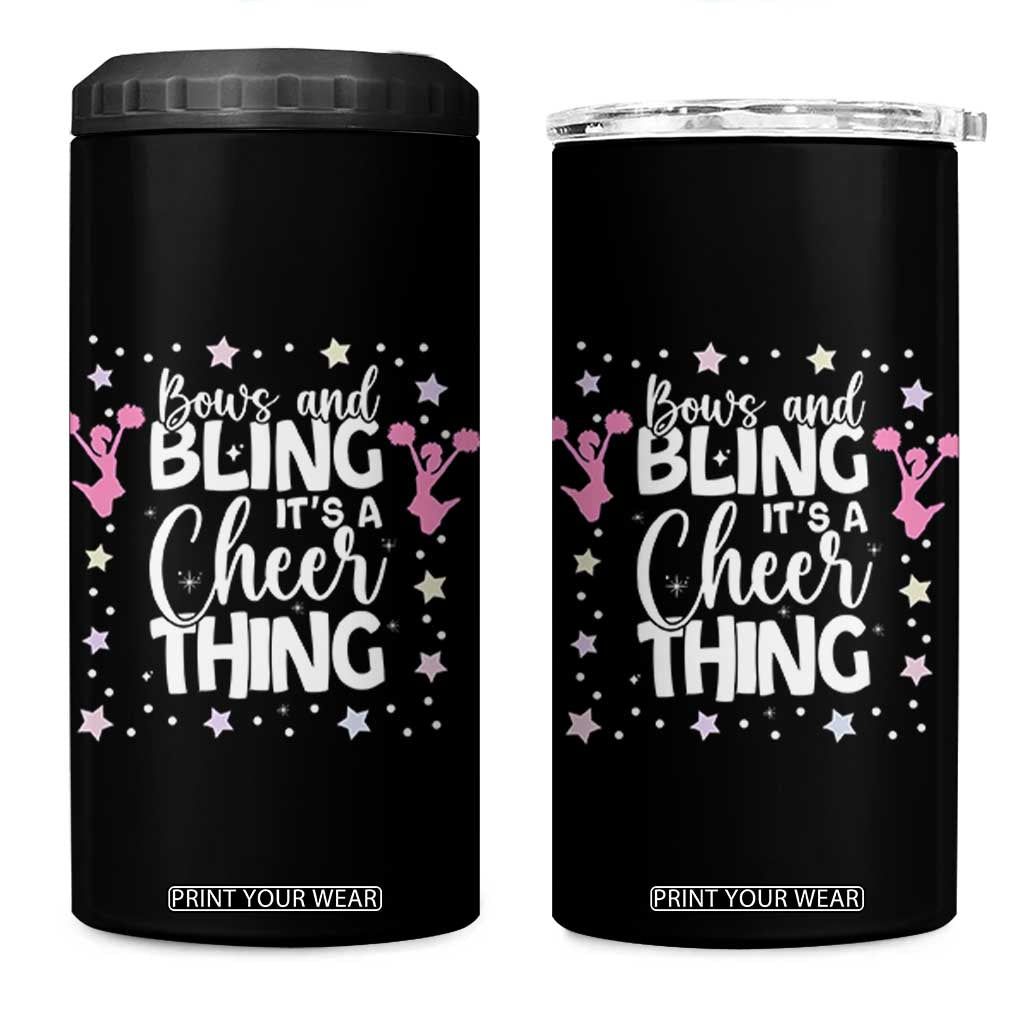 Bows And Bling Its A Cheer Thing 4 in 1 Can Cooler Tumbler Cheer Mom And Cheerleader Gift TS12 One Size: 16 oz Black Print Your Wear