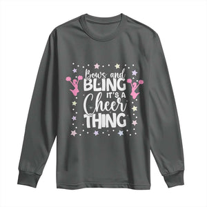 Bows And Bling Its A Cheer Thing Long Sleeve Shirt Cheer Mom And Cheerleader Gift TS12 Dark Heather Print Your Wear