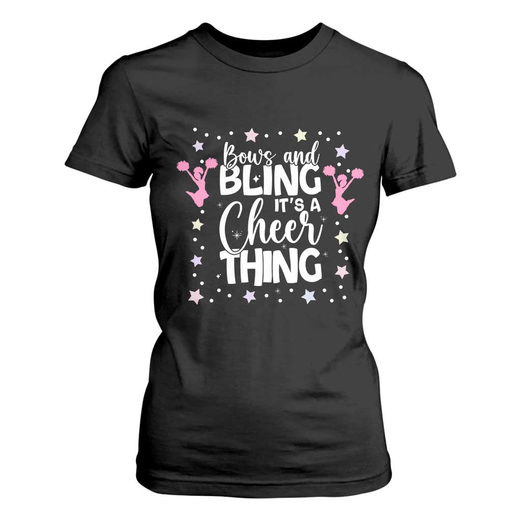 Bows And Bling Its A Cheer Thing T Shirt For Women Cheer Mom And Cheerleader Gift TS12 Black Print Your Wear