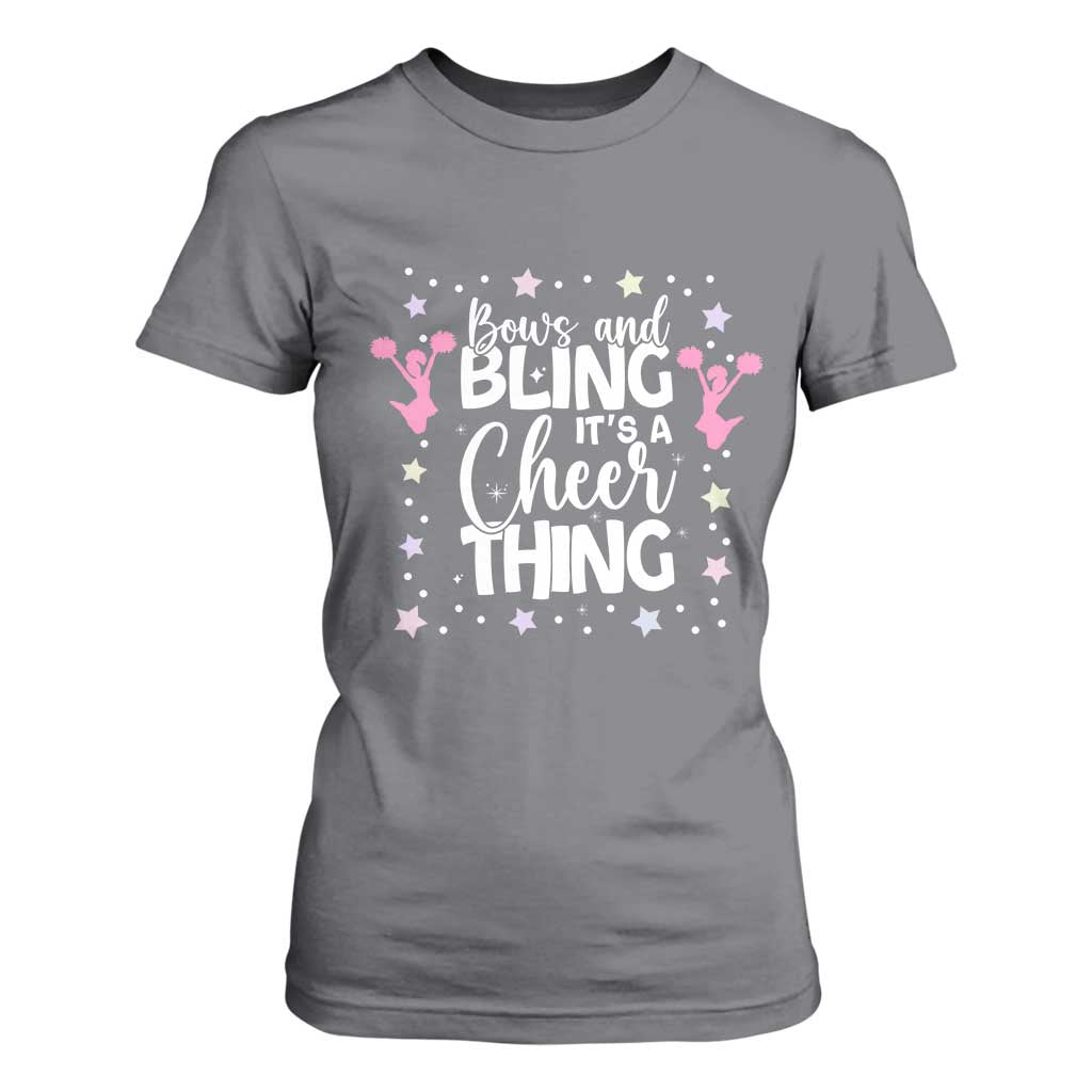 Bows And Bling Its A Cheer Thing T Shirt For Women Cheer Mom And Cheerleader Gift TS12 Charcoal Print Your Wear
