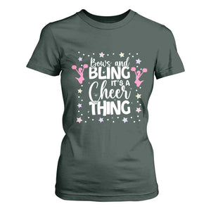 Bows And Bling Its A Cheer Thing T Shirt For Women Cheer Mom And Cheerleader Gift TS12 Dark Forest Green Print Your Wear