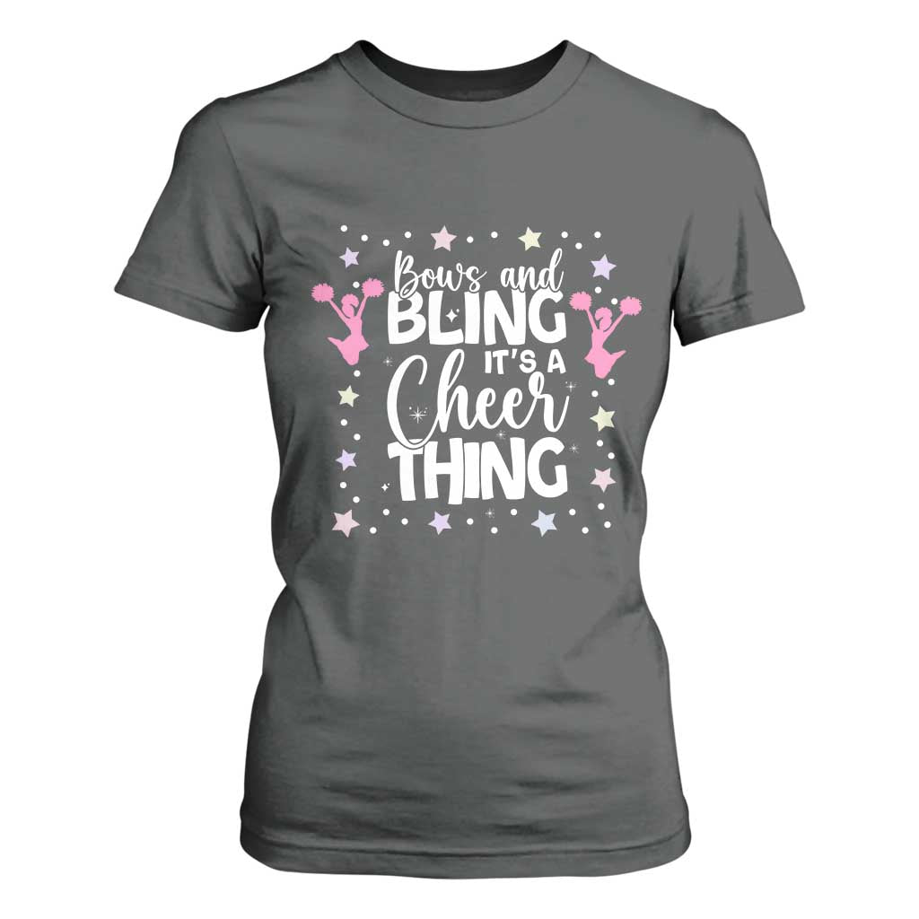 Bows And Bling Its A Cheer Thing T Shirt For Women Cheer Mom And Cheerleader Gift TS12 Dark Heather Print Your Wear