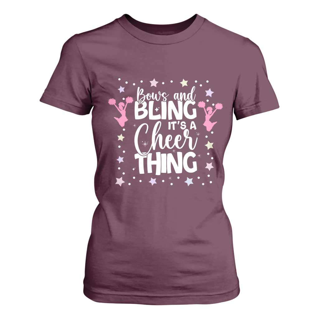 Bows And Bling Its A Cheer Thing T Shirt For Women Cheer Mom And Cheerleader Gift TS12 Maroon Print Your Wear