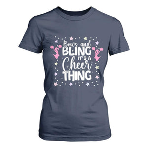 Bows And Bling Its A Cheer Thing T Shirt For Women Cheer Mom And Cheerleader Gift TS12 Navy Print Your Wear