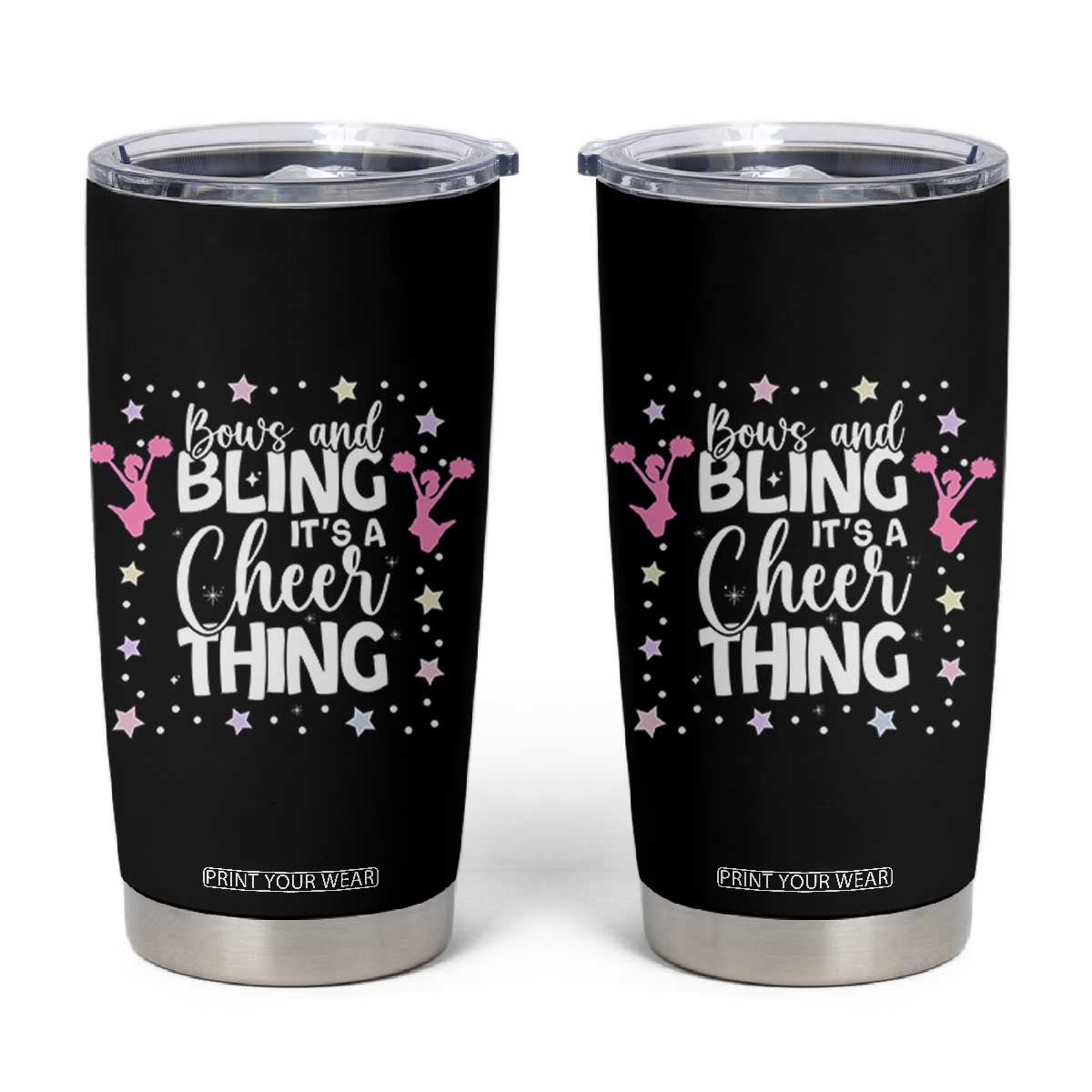Bows And Bling Its A Cheer Thing Tumbler Cup Cheer Mom And Cheerleader Gift TS12 Black Print Your Wear