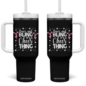 Bows And Bling Its A Cheer Thing Tumbler With Handle Cheer Mom And Cheerleader Gift TS12 One Size: 40 oz Black Print Your Wear
