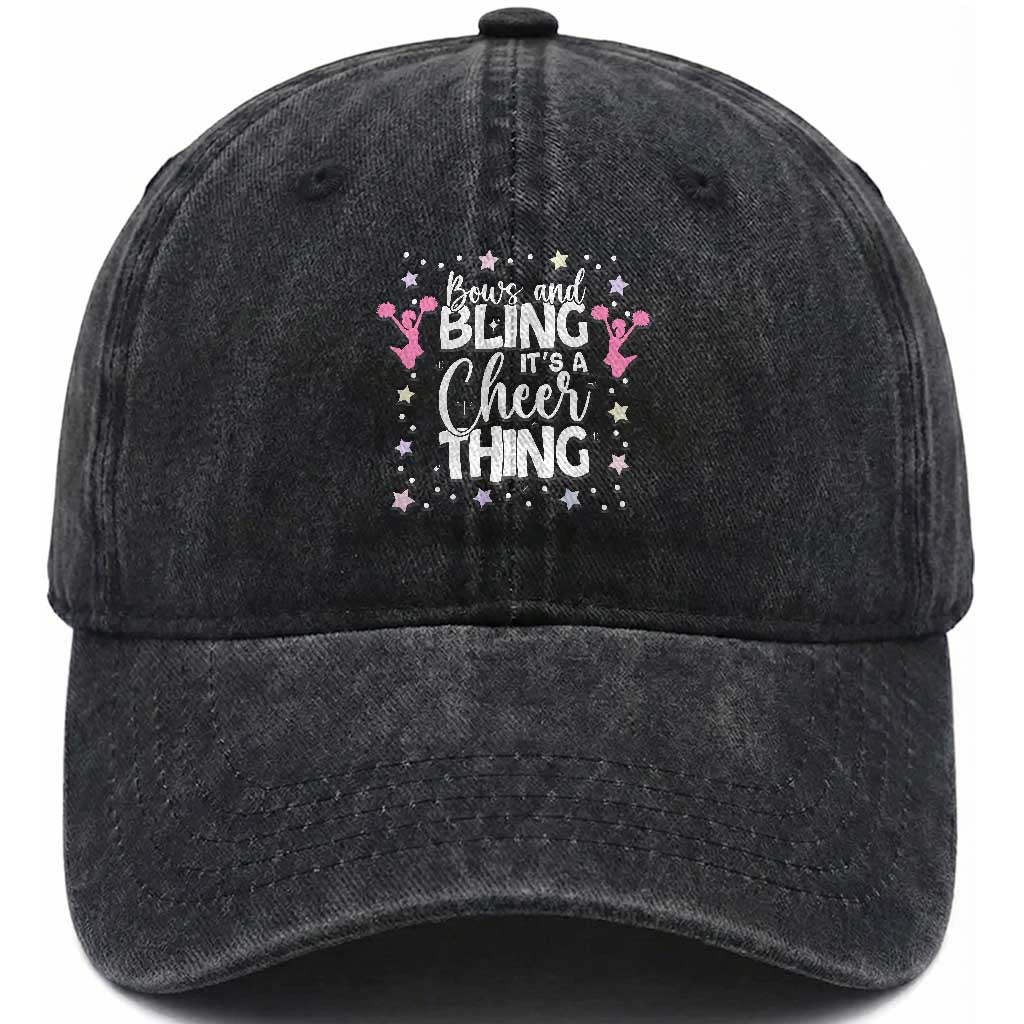 Bows And Bling Its A Cheer Thing Washed Cotton Baseball Cap Cheer Mom And Cheerleader Gift TS12 Print Your Wear