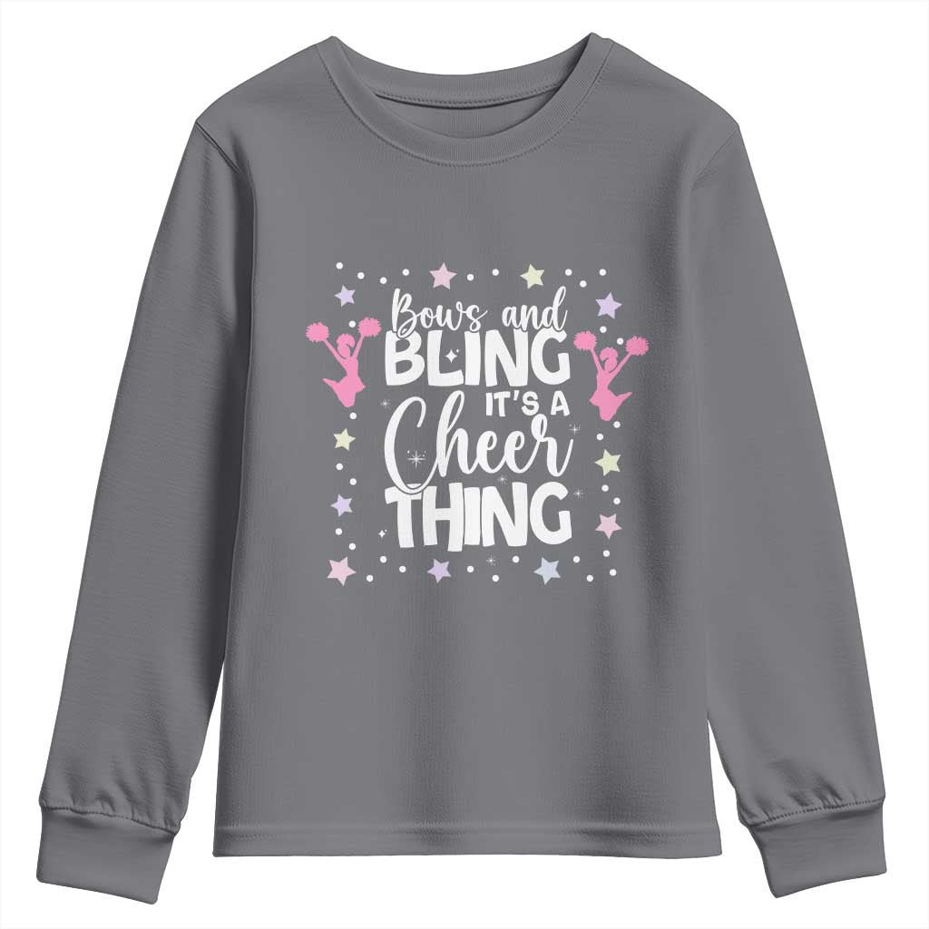 Bows And Bling Its A Cheer Thing Youth Sweatshirt Cheer Mom And Cheerleader Gift TS12 Charcoal Print Your Wear