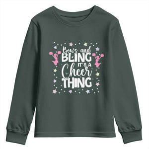 Bows And Bling Its A Cheer Thing Youth Sweatshirt Cheer Mom And Cheerleader Gift TS12 Dark Forest Green Print Your Wear