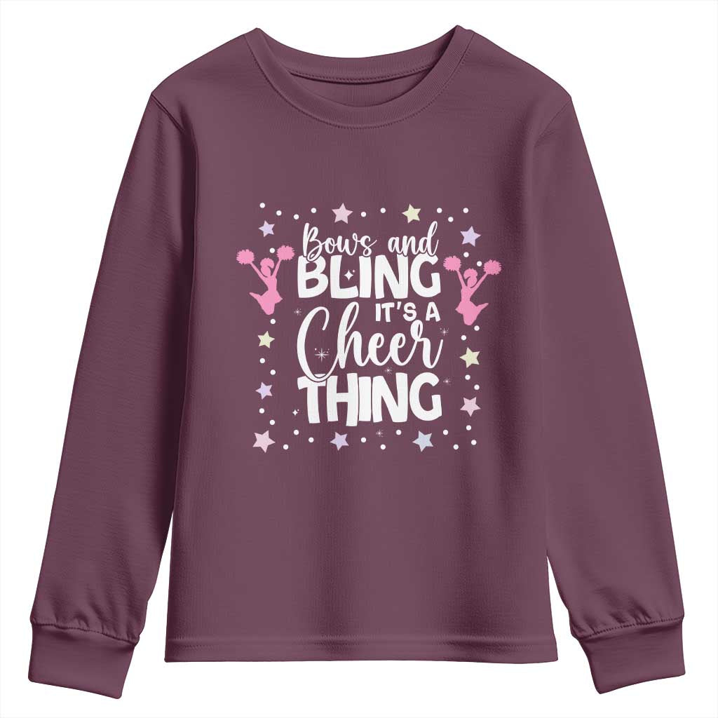 Bows And Bling Its A Cheer Thing Youth Sweatshirt Cheer Mom And Cheerleader Gift TS12 Maroon Print Your Wear
