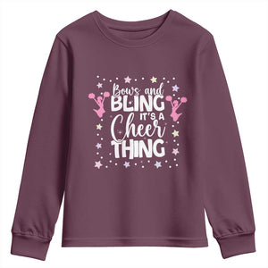 Bows And Bling Its A Cheer Thing Youth Sweatshirt Cheer Mom And Cheerleader Gift TS12 Maroon Print Your Wear