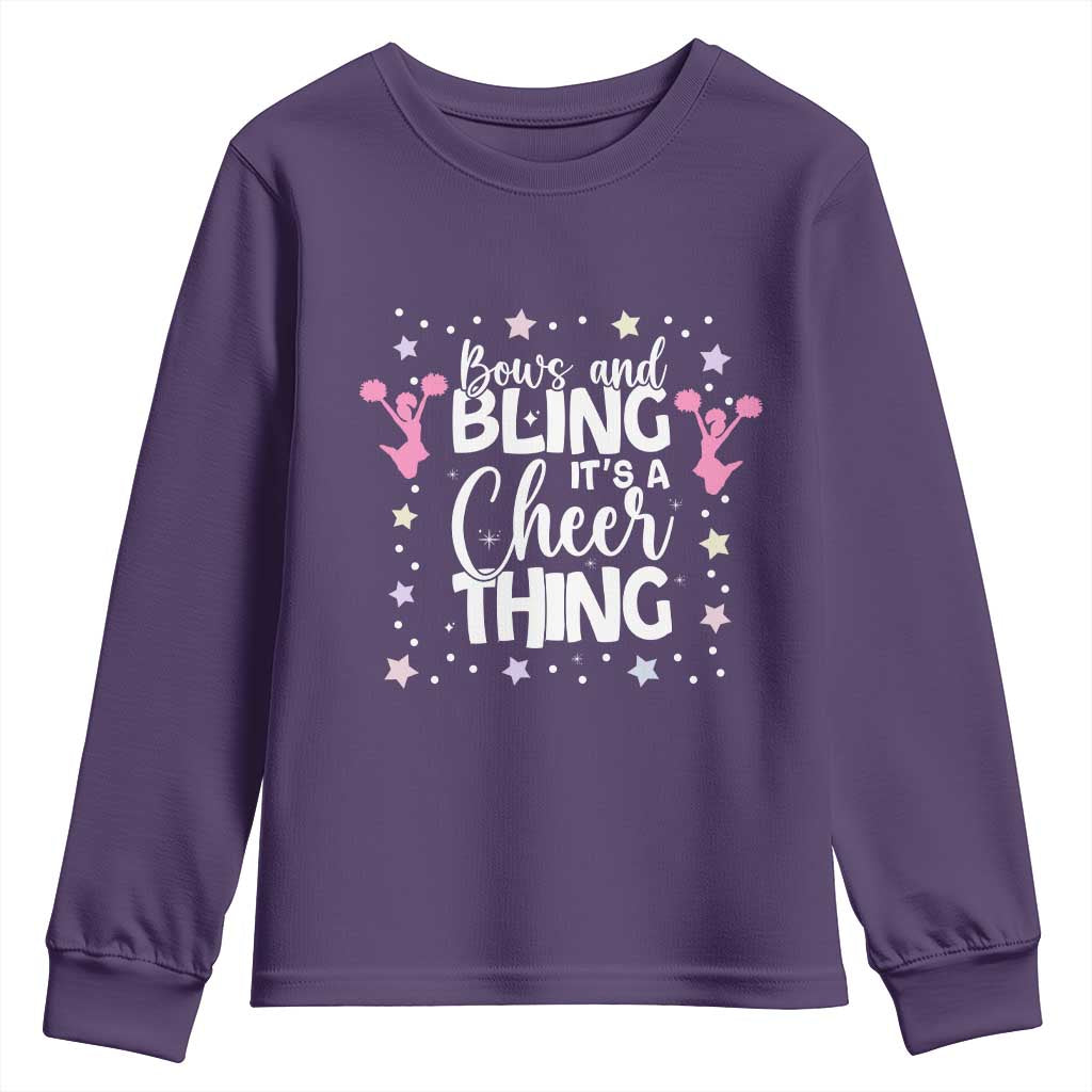 Bows And Bling Its A Cheer Thing Youth Sweatshirt Cheer Mom And Cheerleader Gift TS12 Purple Print Your Wear