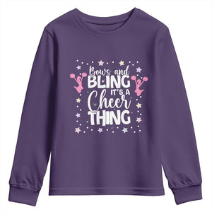 Bows And Bling Its A Cheer Thing Youth Sweatshirt Cheer Mom And Cheerleader Gift TS12 Purple Print Your Wear
