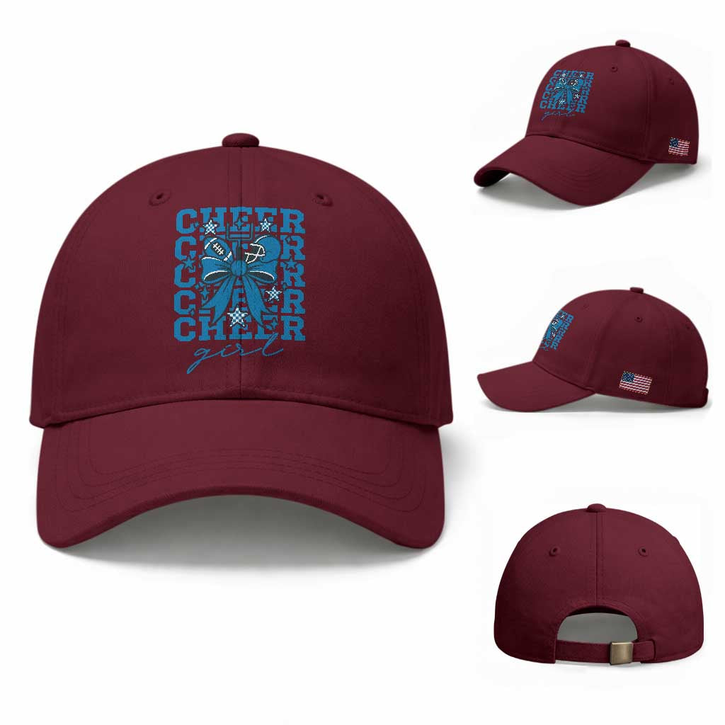 Proud Cheer Girl Baseball Cap Football Team Supporter Gift TS12 Baseball Cap Universal Fit Maroon Print Your Wear