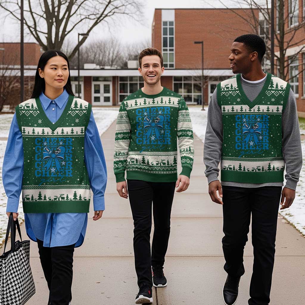 Proud Cheer Girl V-Neck Knit Sweater Vest Football Team Supporter Gift TS12 Forest Green Beige Print Your Wear
