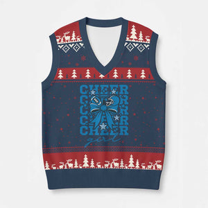 Proud Cheer Girl V-Neck Knit Sweater Vest Football Team Supporter Gift TS12 Navy Red Print Your Wear