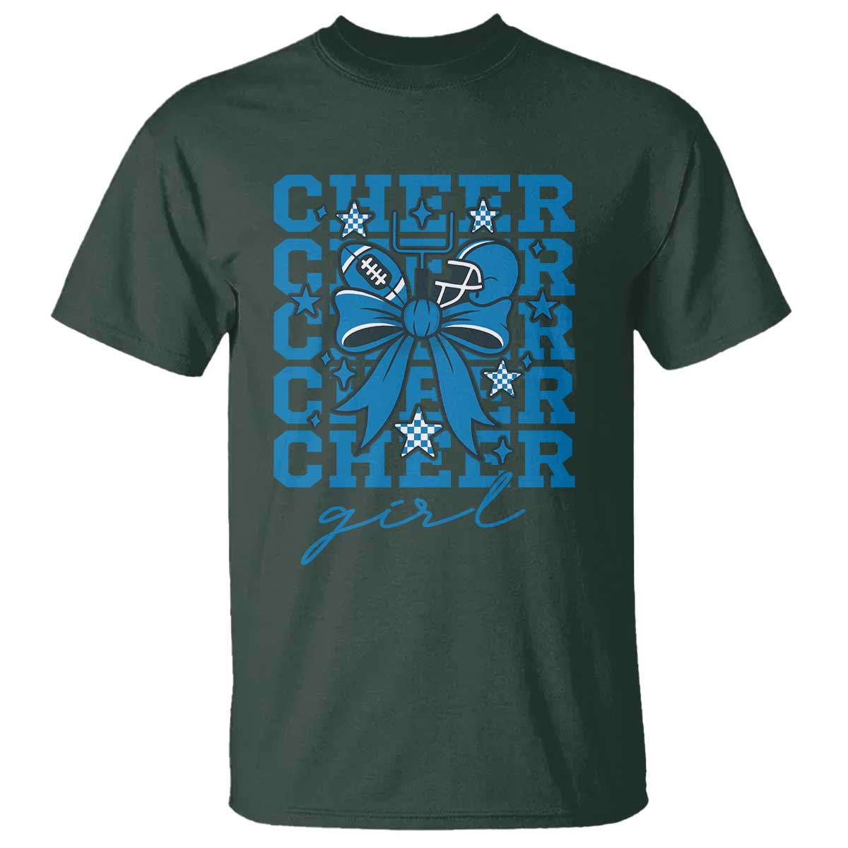 Proud Cheer Girl T Shirt Football Team Supporter Gift TS12 Dark Forest Green Print Your Wear