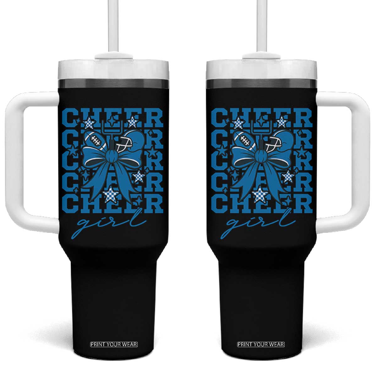 Proud Cheer Girl Tumbler With Handle Football Team Supporter Gift TS12 One Size: 40 oz Black Print Your Wear