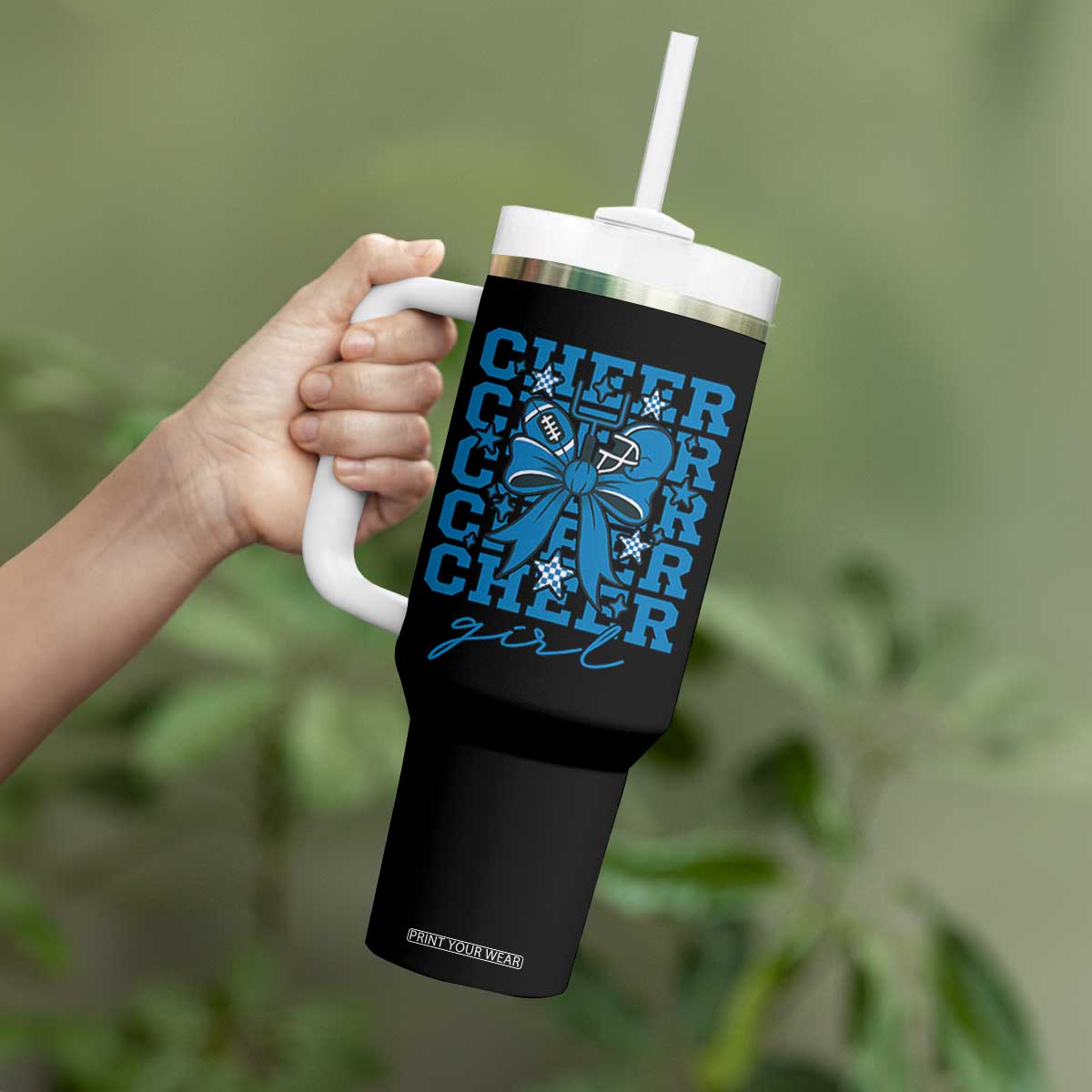 Proud Cheer Girl Tumbler With Handle Football Team Supporter Gift TS12 Print Your Wear