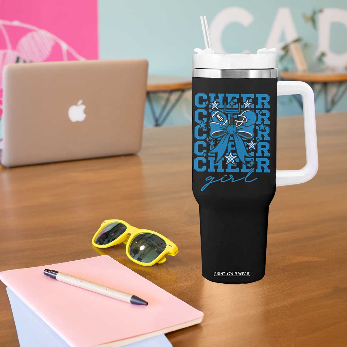 Proud Cheer Girl Tumbler With Handle Football Team Supporter Gift TS12 Print Your Wear