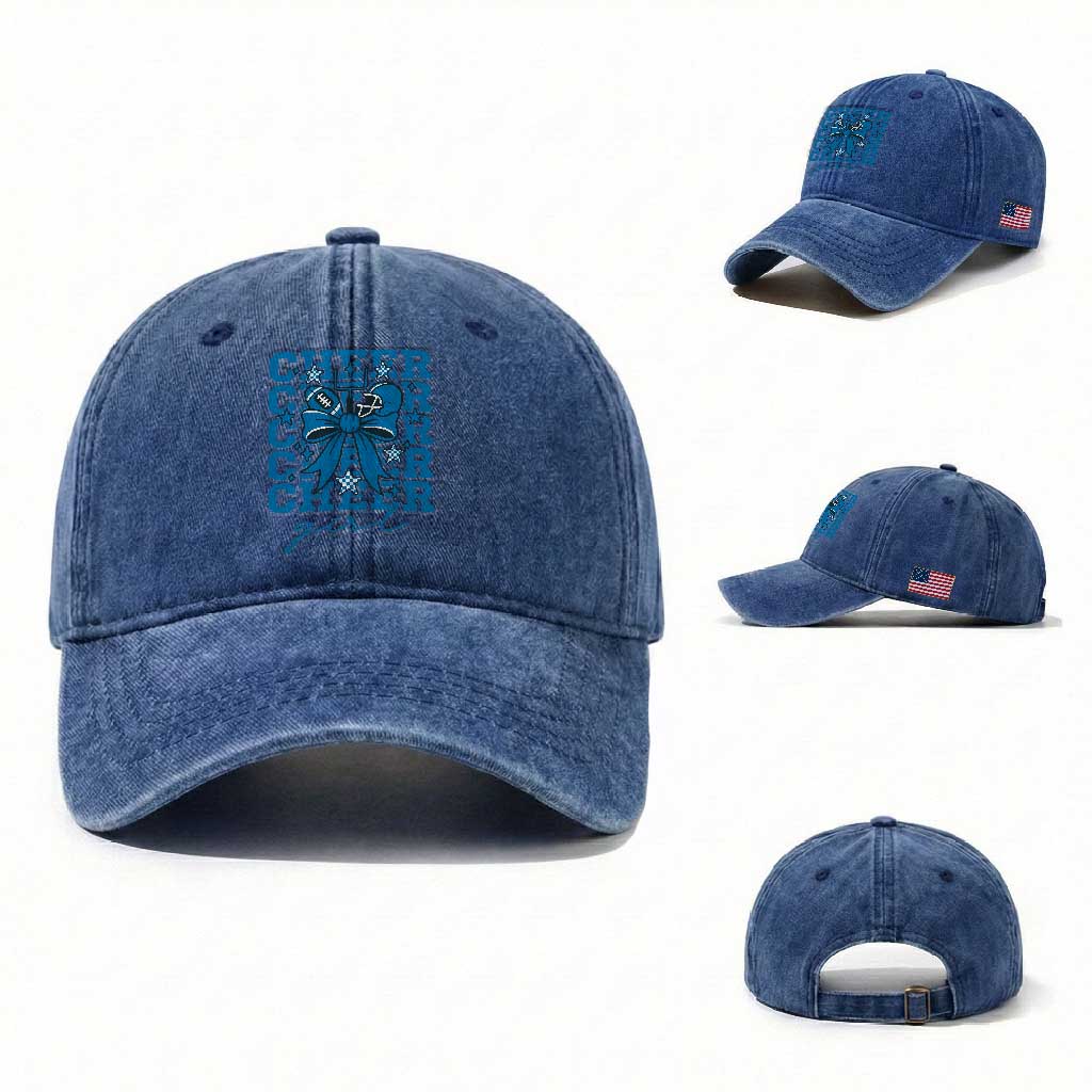 Proud Cheer Girl Washed Cotton Baseball Cap Football Team Supporter Gift TS12 Washed Cap Universal Fit Royal Blue Print Your Wear