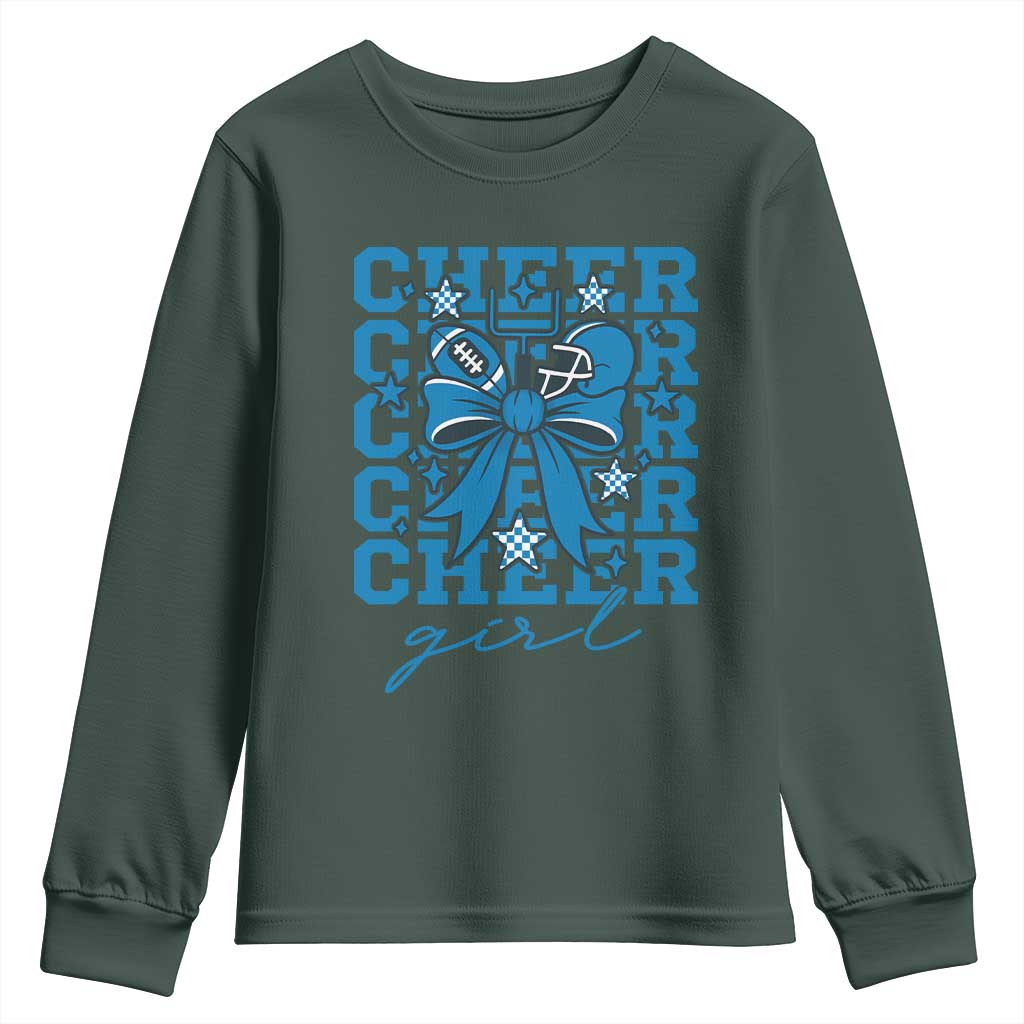 Proud Cheer Girl Youth Sweatshirt Football Team Supporter Gift TS12 Dark Forest Green Print Your Wear