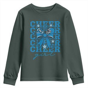 Proud Cheer Girl Youth Sweatshirt Football Team Supporter Gift TS12 Dark Forest Green Print Your Wear