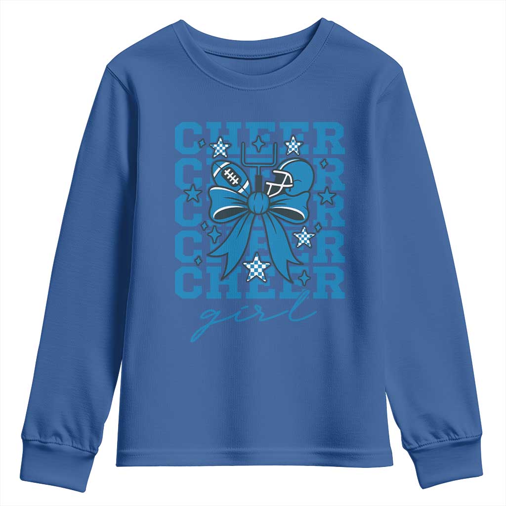 Proud Cheer Girl Youth Sweatshirt Football Team Supporter Gift TS12 Royal Blue Print Your Wear