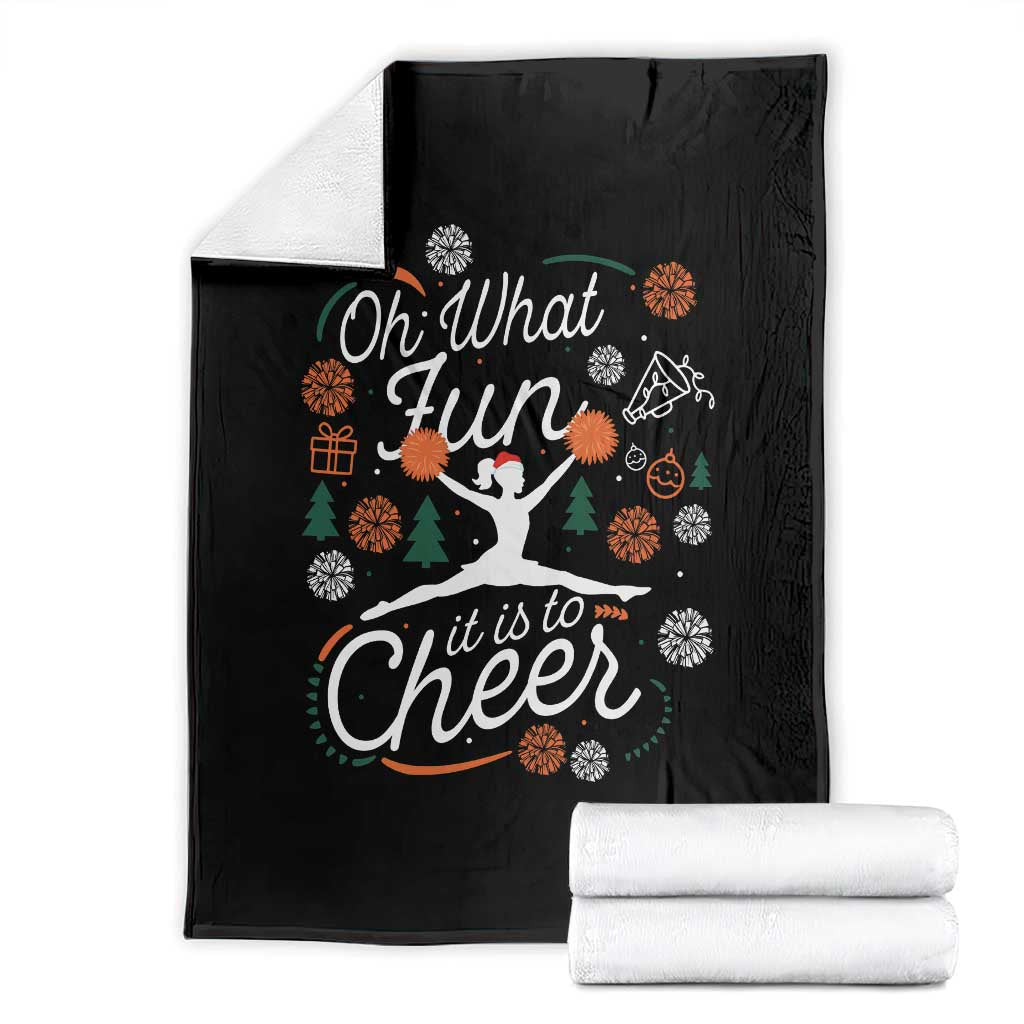 Oh What Fun It Is To Cheer Throw Blanket Funny Christmas Cheerleading Gift TS12 Black Print Your Wear