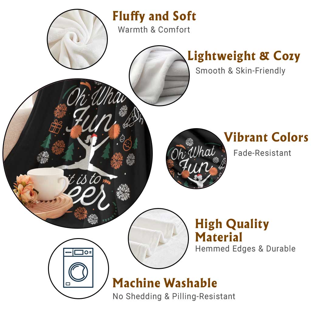 Oh What Fun It Is To Cheer Throw Blanket Funny Christmas Cheerleading Gift TS12 Print Your Wear