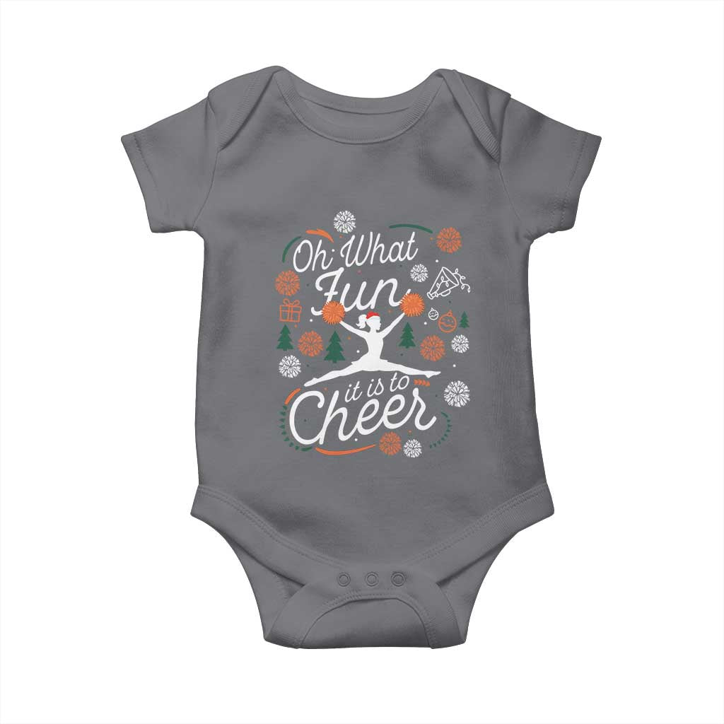 Oh What Fun It Is To Cheer Baby Onesie Funny Christmas Cheerleading Gift TS12 Charcoal Print Your Wear