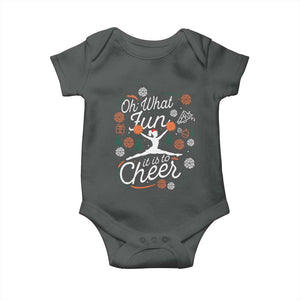 Oh What Fun It Is To Cheer Baby Onesie Funny Christmas Cheerleading Gift TS12 Dark Heather Print Your Wear