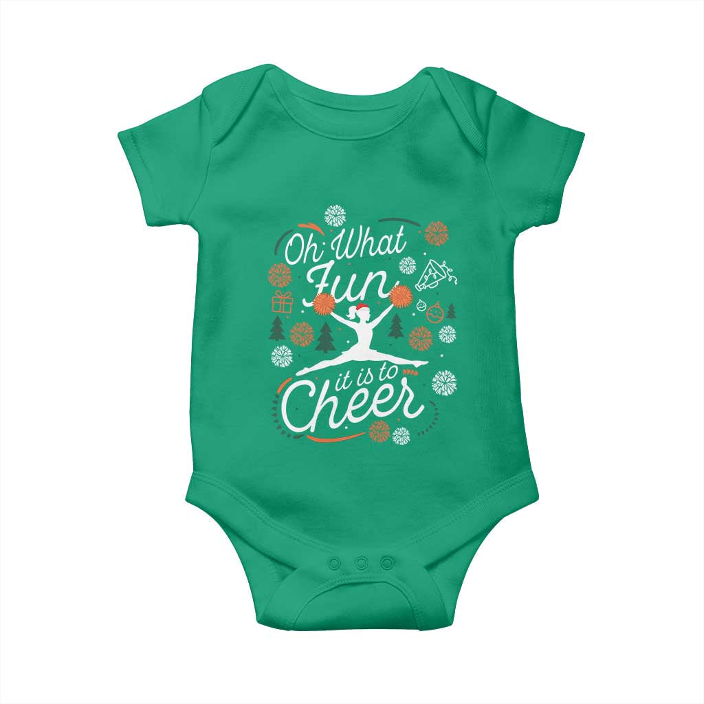 Oh What Fun It Is To Cheer Baby Onesie Funny Christmas Cheerleading Gift TS12 Irish Green Print Your Wear