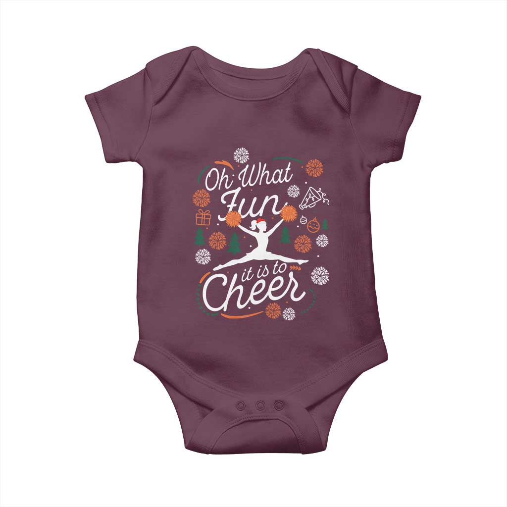 Oh What Fun It Is To Cheer Baby Onesie Funny Christmas Cheerleading Gift TS12 Maroon Print Your Wear