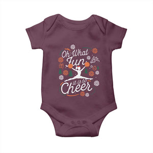 Oh What Fun It Is To Cheer Baby Onesie Funny Christmas Cheerleading Gift TS12 Maroon Print Your Wear