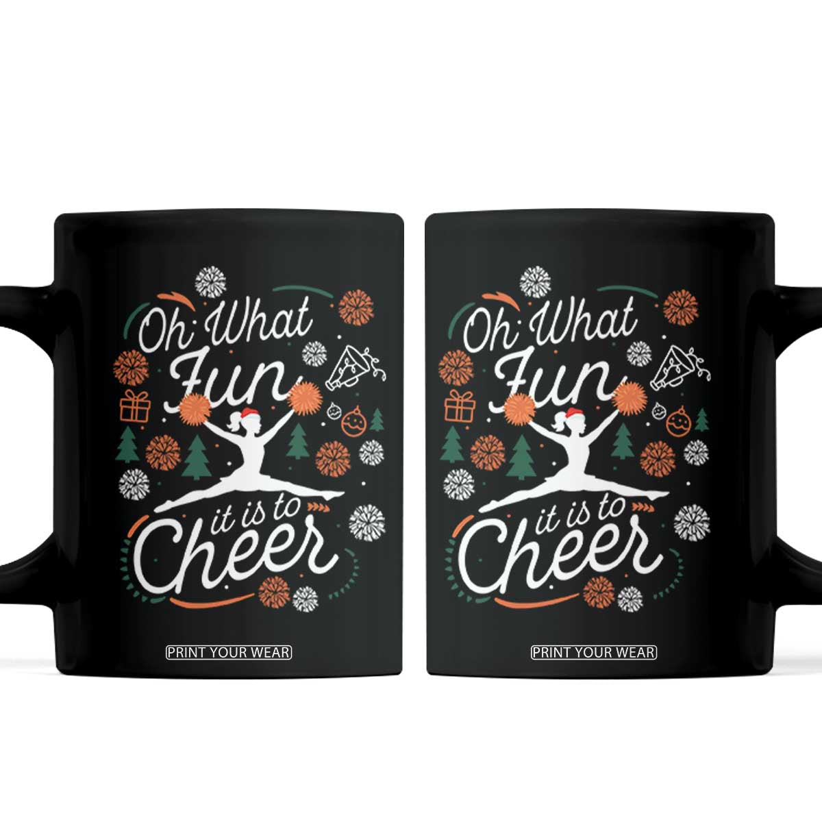 Oh What Fun It Is To Cheer Coffee Mug Funny Christmas Cheerleading Gift TS12 Black Print Your Wear