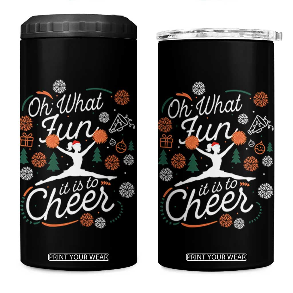 Oh What Fun It Is To Cheer 4 in 1 Can Cooler Tumbler Funny Christmas Cheerleading Gift TS12 One Size: 16 oz Black Print Your Wear