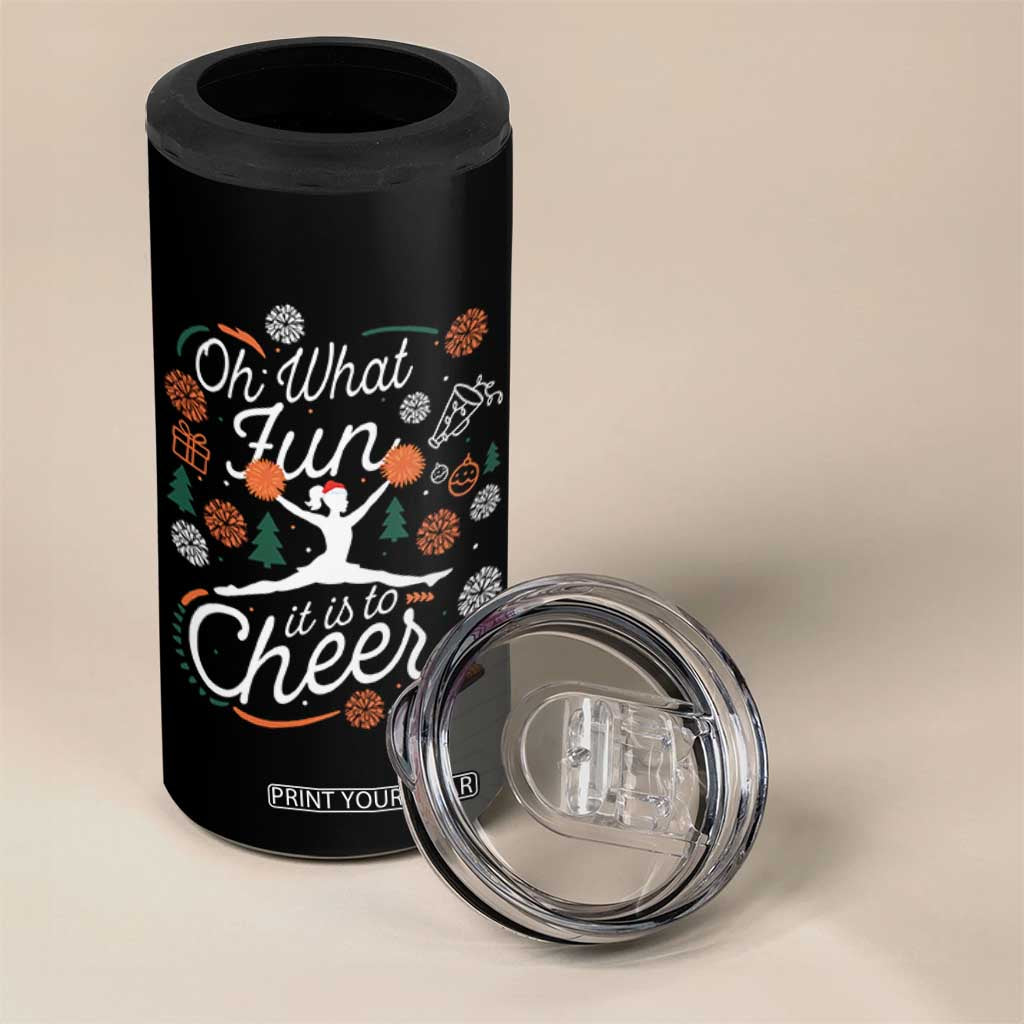 Oh What Fun It Is To Cheer 4 in 1 Can Cooler Tumbler Funny Christmas Cheerleading Gift TS12 Print Your Wear