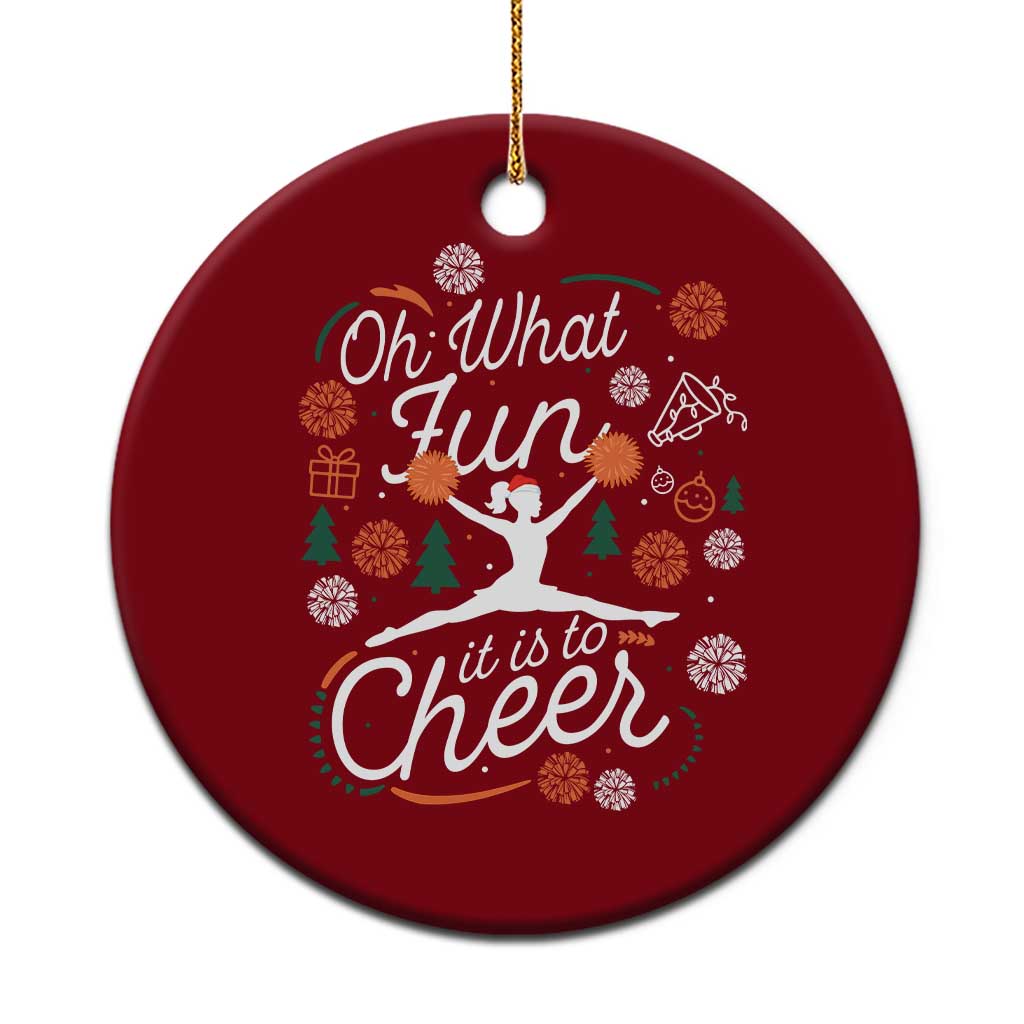 Oh What Fun It Is To Cheer Ceramic Ornament Funny Xmas Cheerleading Gift TS12 1pc Red Print Your Wear