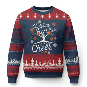 Oh What Fun It Is To Cheer Ugly Christmas Sweater Funny Xmas Cheerleading Gift TS12 Navy Red Print Your Wear