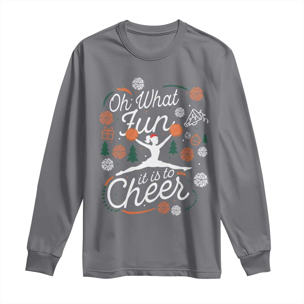 Oh What Fun It Is To Cheer Long Sleeve Shirt Funny Christmas Cheerleading Gift TS12 Charcoal Print Your Wear