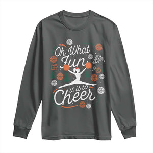 Oh What Fun It Is To Cheer Long Sleeve Shirt Funny Christmas Cheerleading Gift TS12 Dark Heather Print Your Wear