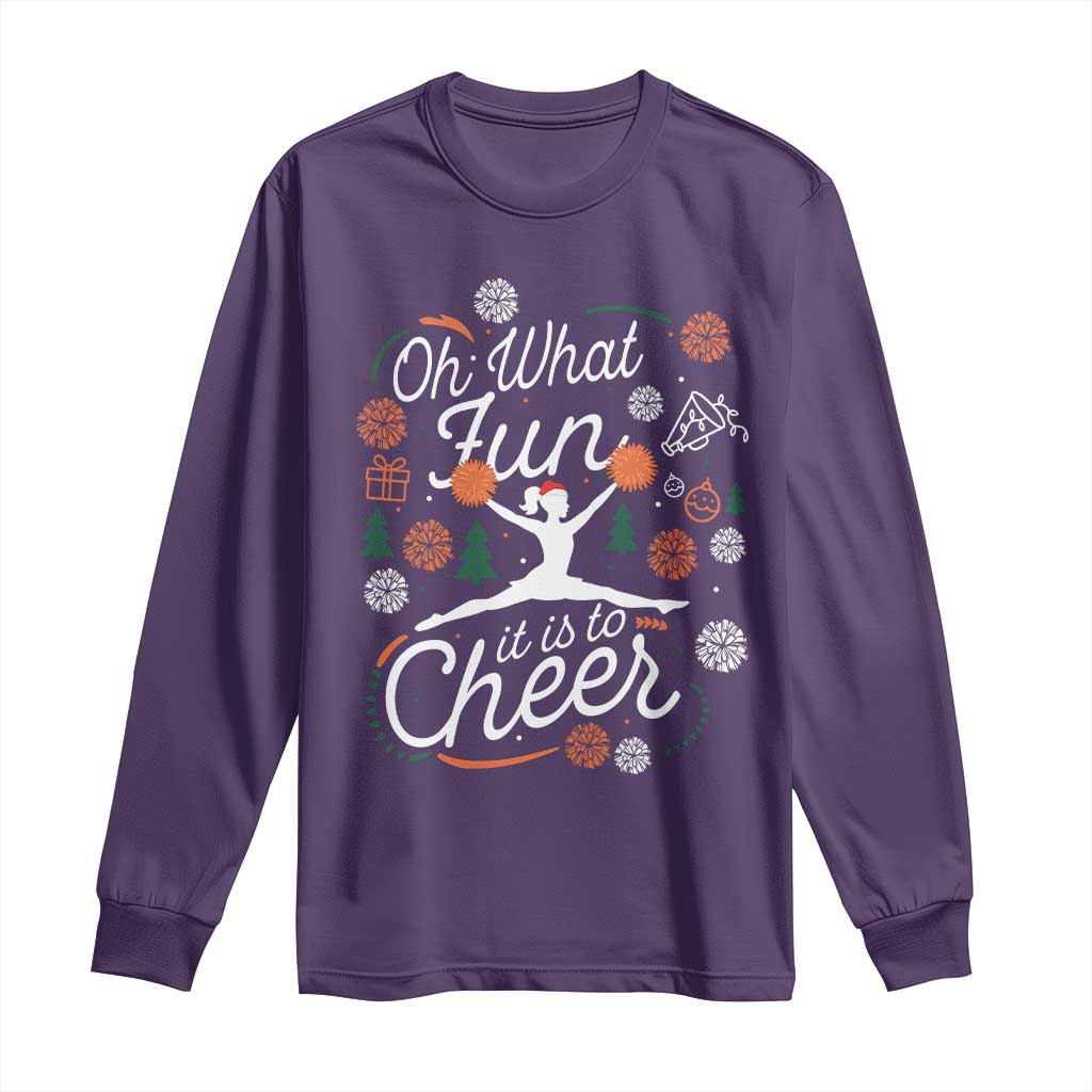Oh What Fun It Is To Cheer Long Sleeve Shirt Funny Christmas Cheerleading Gift TS12 Purple Print Your Wear