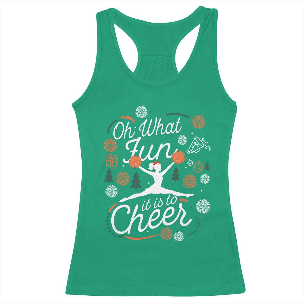 Oh What Fun It Is To Cheer Racerback Tank Top Funny Christmas Cheerleading Gift TS12 Irish Green Print Your Wear