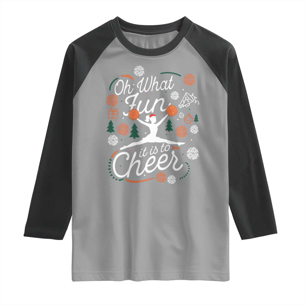 Oh What Fun It Is To Cheer Raglan Shirt Funny Christmas Cheerleading Gift TS12 Sport Gray Black Print Your Wear
